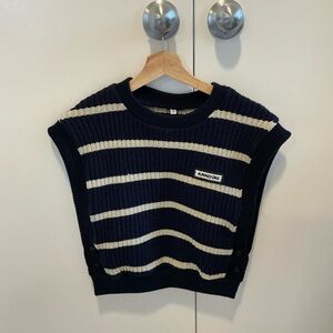 Kandini Navy and Cream Striped Women's Sweater Vest